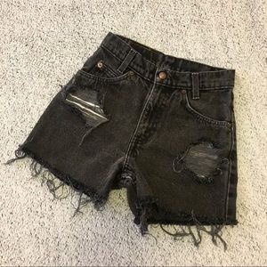 Vintage 550 Distressed Faded Black Denim Shorts